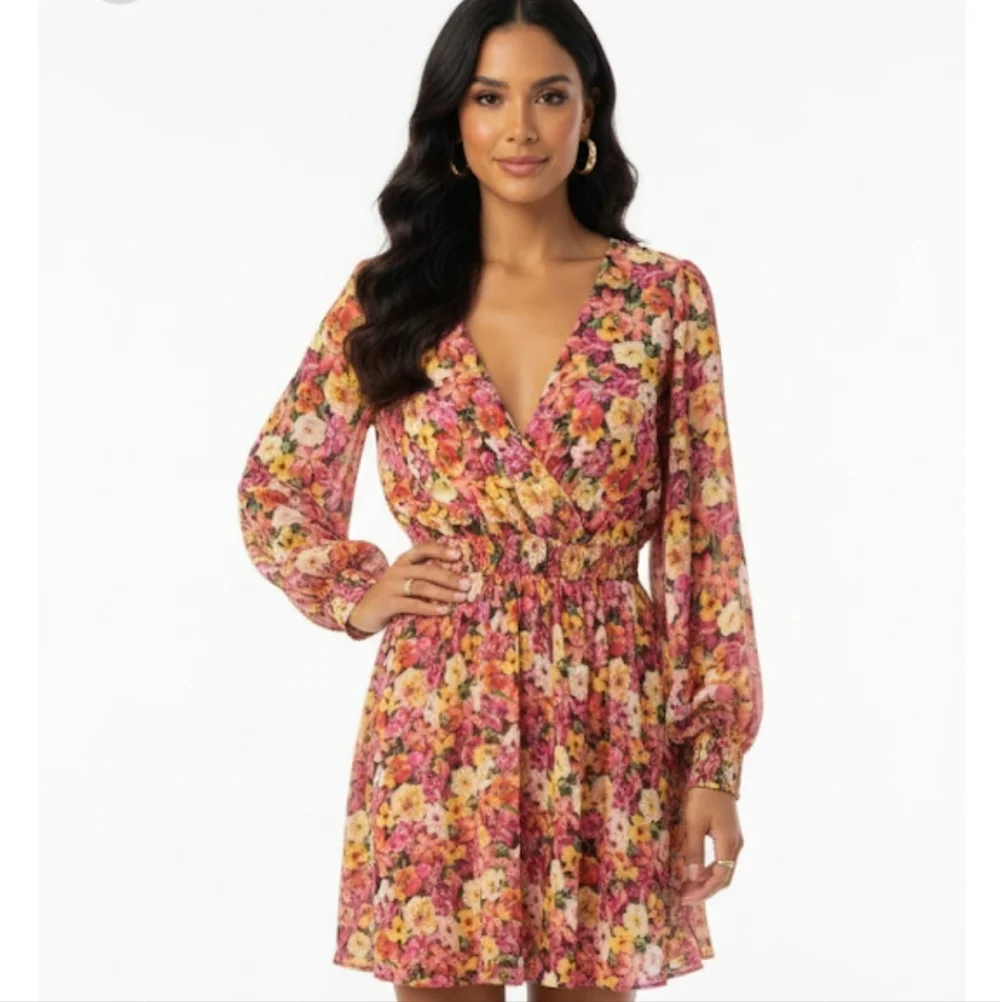 Aura Pink and Orange Dress - Picture 1 of 15